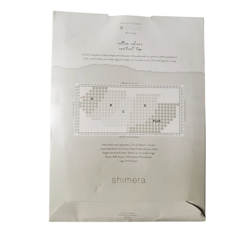 Shimera Sheer Tights Women's Size Plus Black Beige - 4 Pair